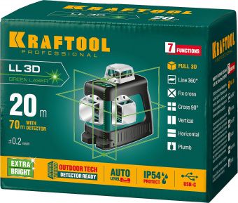 Нивелир Kraftool LLG-3D лазерный уровень 34641