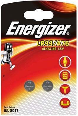 Батарейка Energizer Alk. LR44/A76 FSB2, 1 блистер